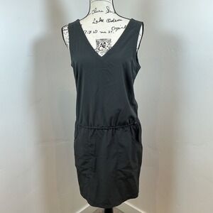 TOAD&CO Black V Neck Sleeveless Drawstring Waist Utility Dress Medium